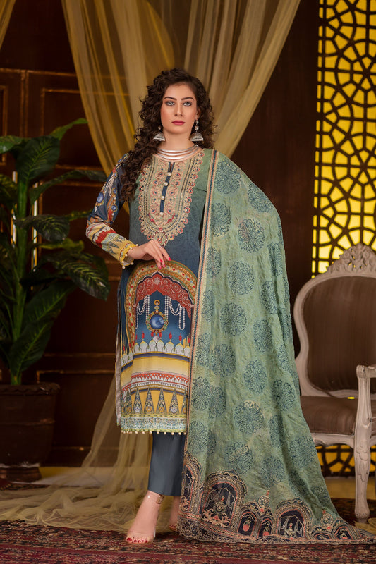 Csilla - Digital Embroidered Swiss Voil 3PC