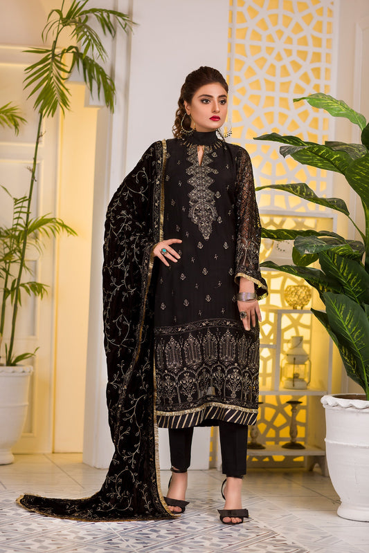 Dark Mistry - Embroidered Chiffon 3PC