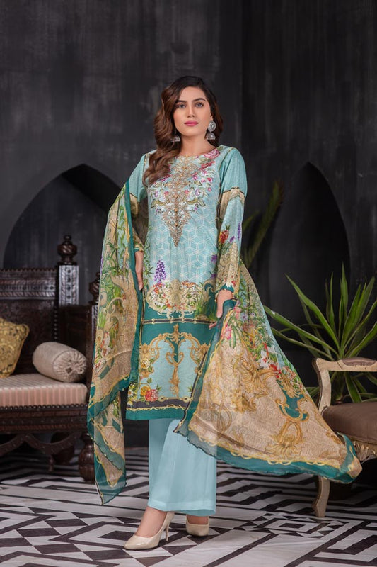 SALVIA - DIGITAL EMBROIDERED LAWN (UNSTITCH)