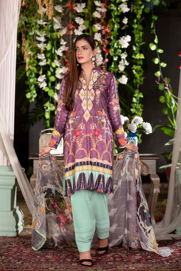 Terra - Digital Printed & Embroidered Linen 3PC