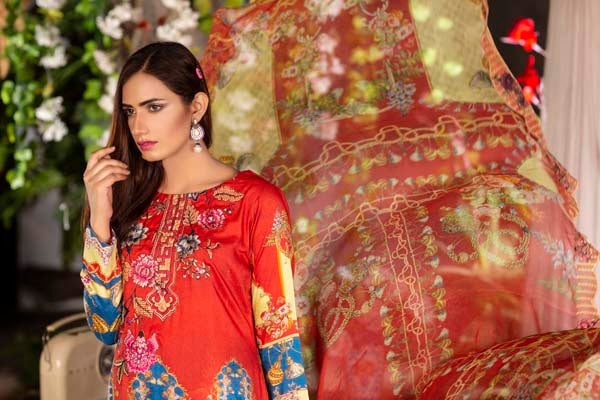 Fern - Digital Printed & Embroidered Linen 3PC