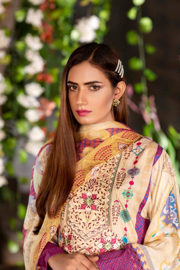 Fennel - Digital Printed & Embroidered Linen 3PC