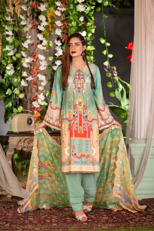 Misty - Digital Printed & Embroidered Linen 3PC