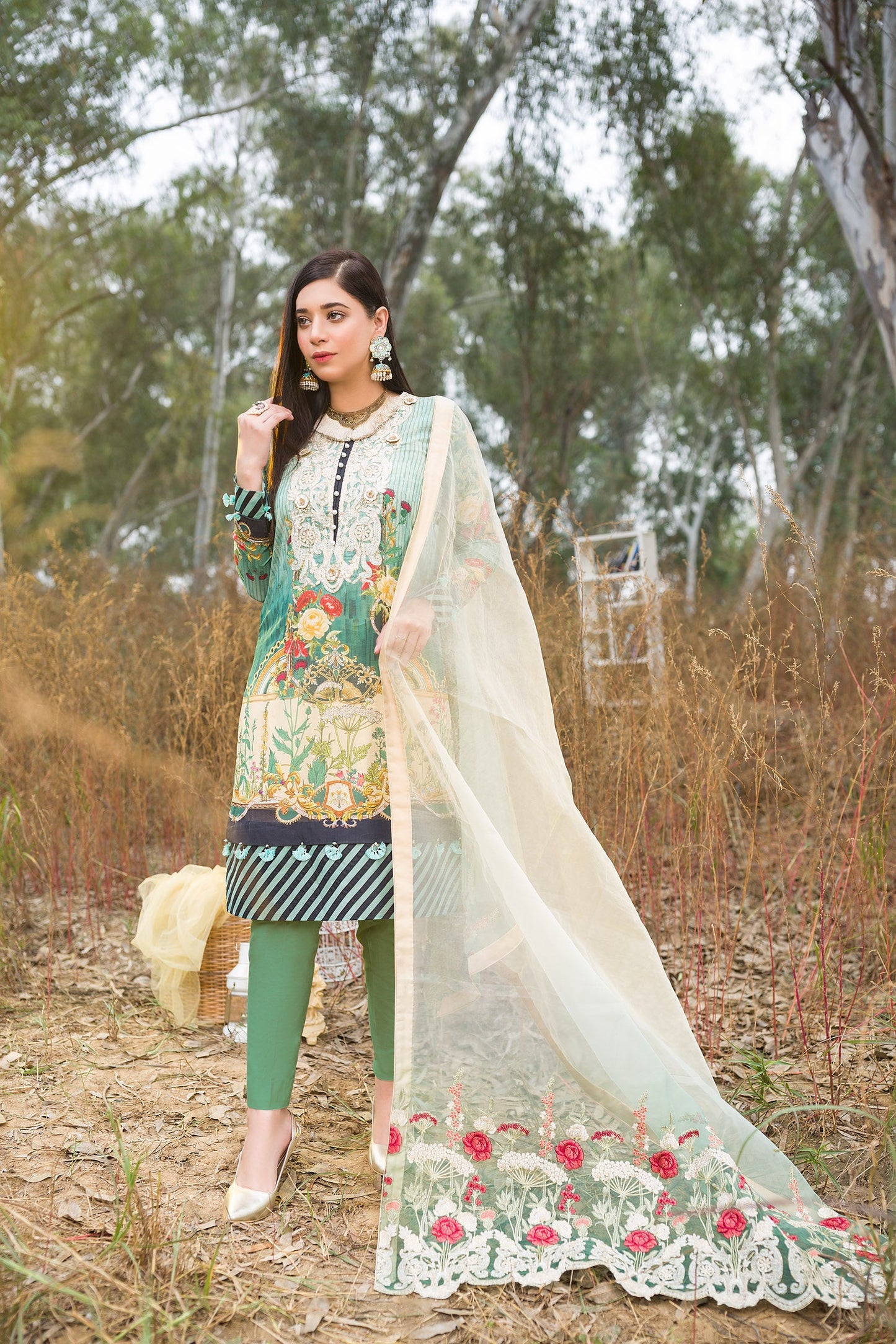 Eistre - Digital Embroidered Swiss Voil 3PC