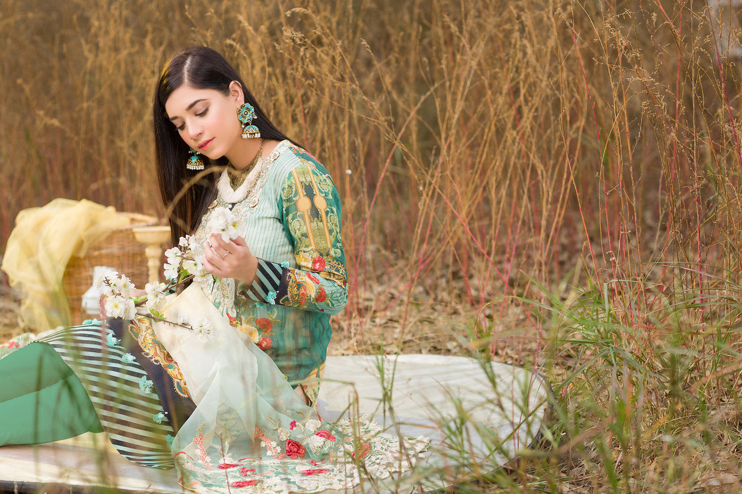 Eistre - Digital Embroidered Swiss Voil 3PC