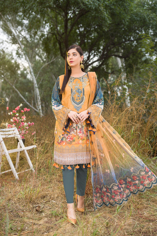 Pale Crew - Digital Embroidered Swiss Voil 3PC