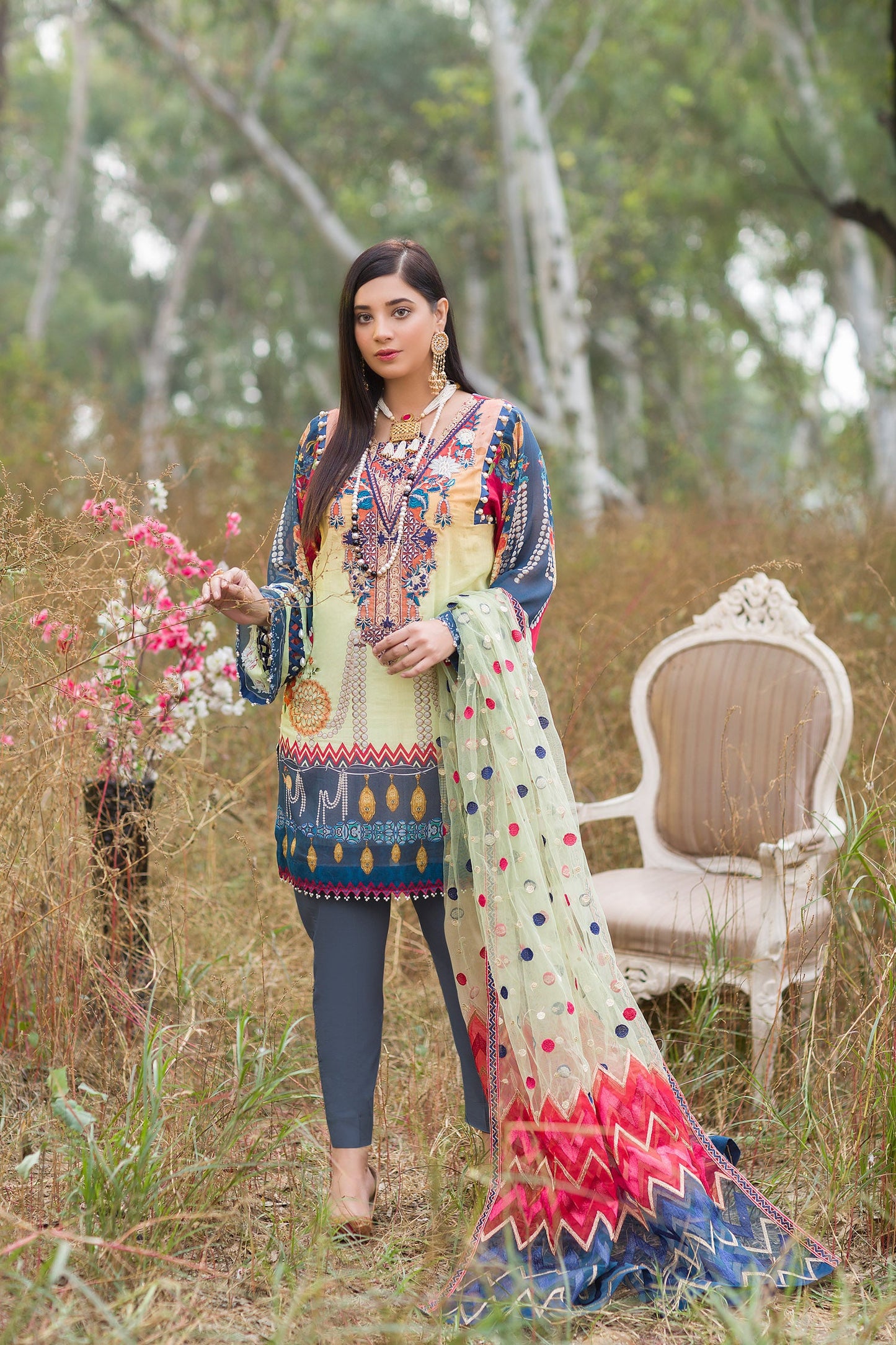 Firmly - Digital Embroidered Swiss Voil 3PC