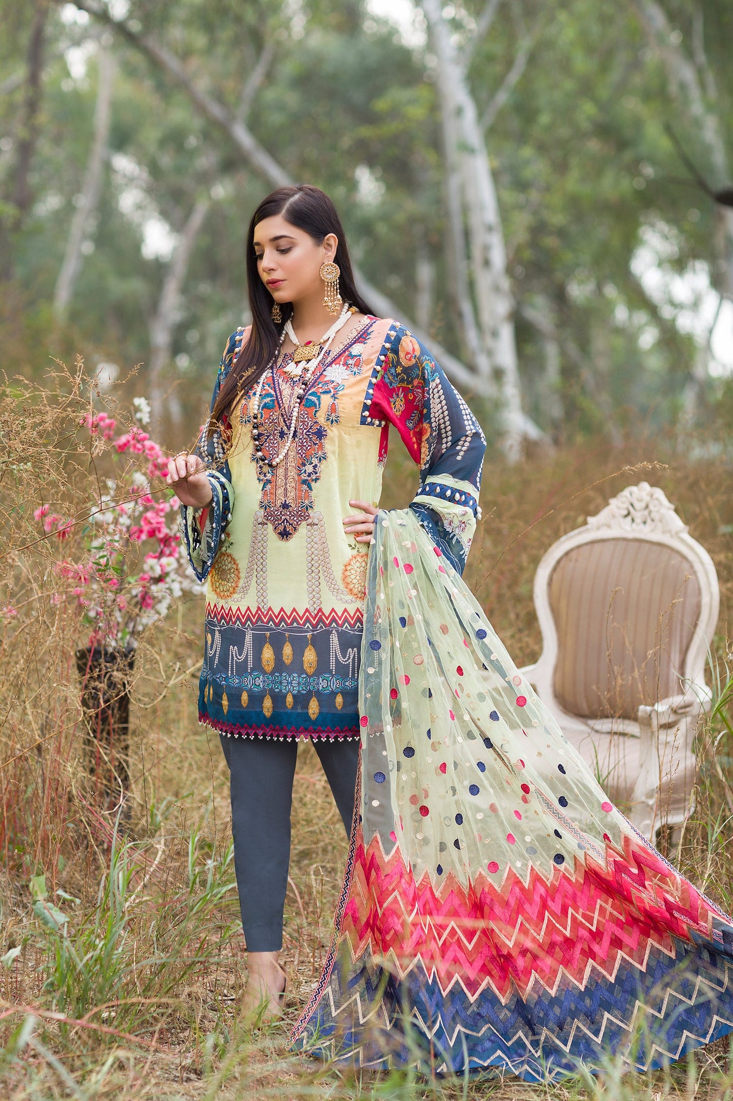 Firmly - Digital Embroidered Swiss Voil 3PC