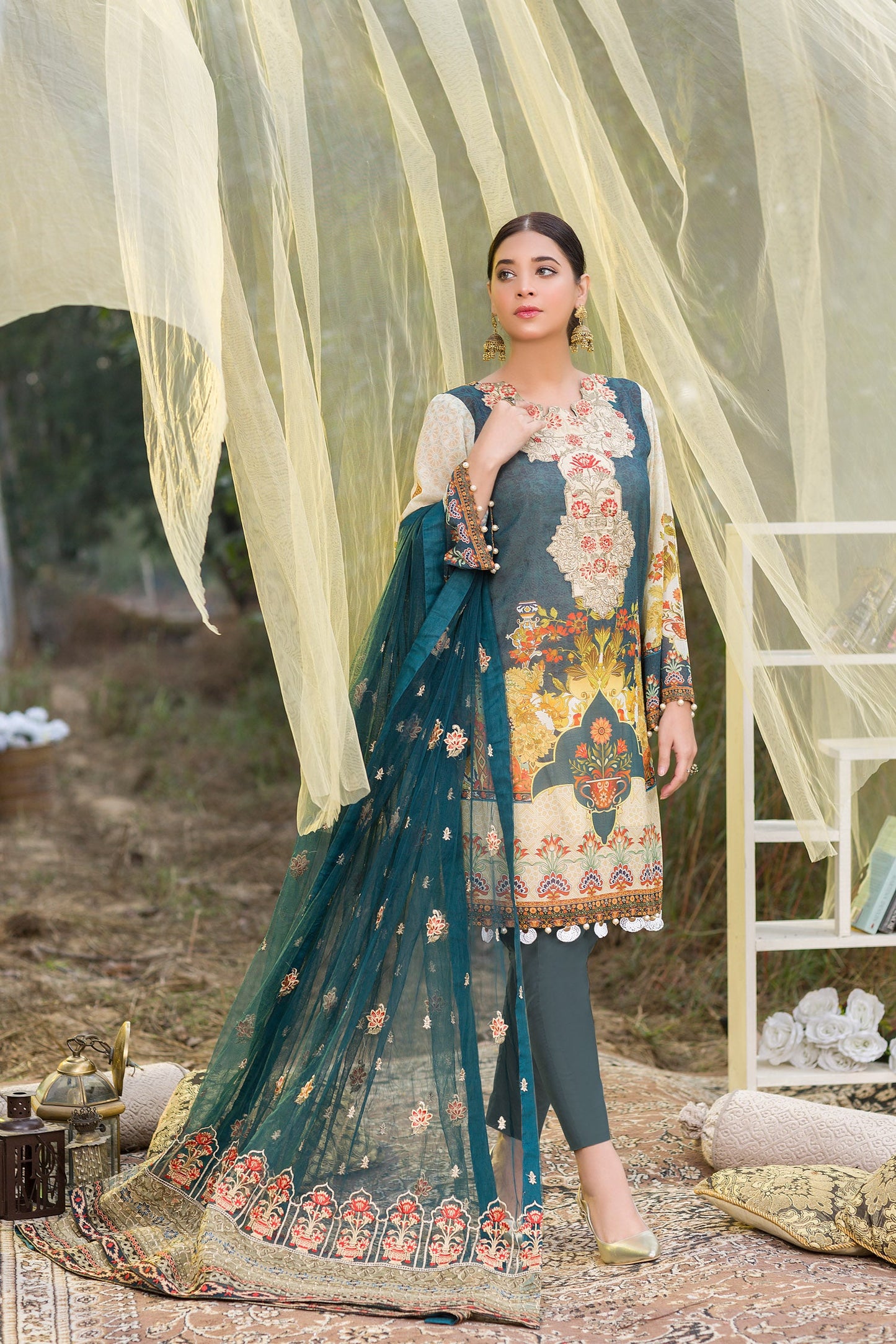 Doulty - Digital Embroidered Swiss Voil 3PC