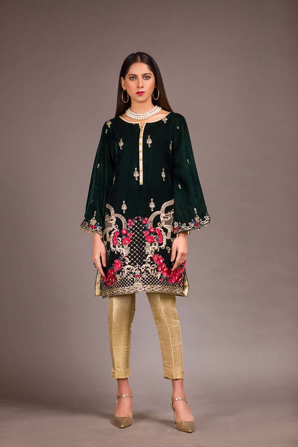 Celtic - Embroidered Velvet Unstitch Kurti