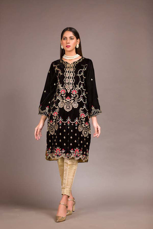 El Paso - Embroidered Velvet Unstitch Kurti