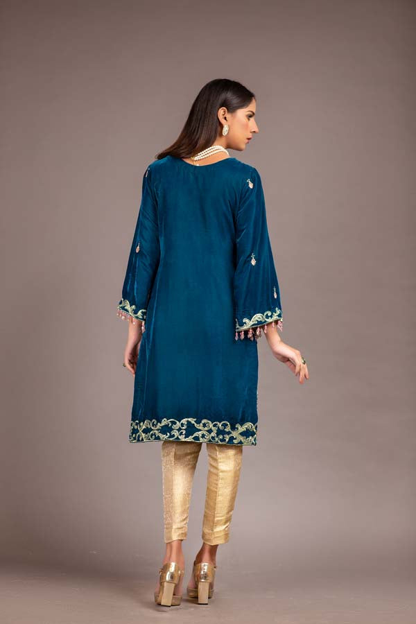Elgo - Embroidered Velvet Unstitch Kurti