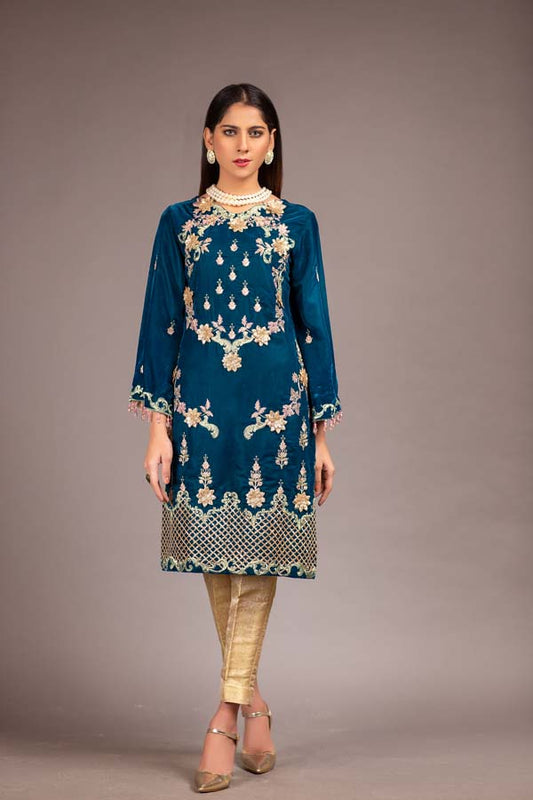 Elgo - Embroidered Velvet Unstitch Kurti