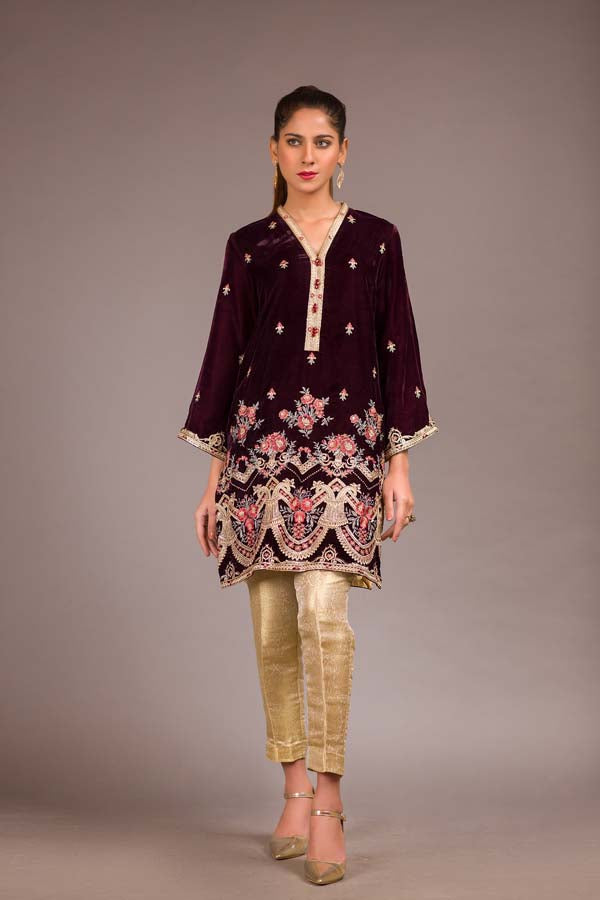 Creole - Embroidered Velvet Unstitch Kurti