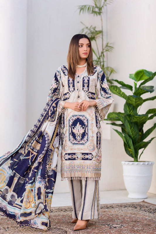 Biannual - Digital Embroidered Lawn Karandi
