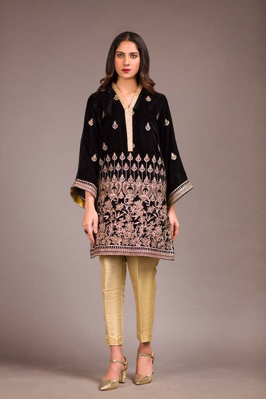 Elgum - Embroidered Velvet Unstitch Kurti