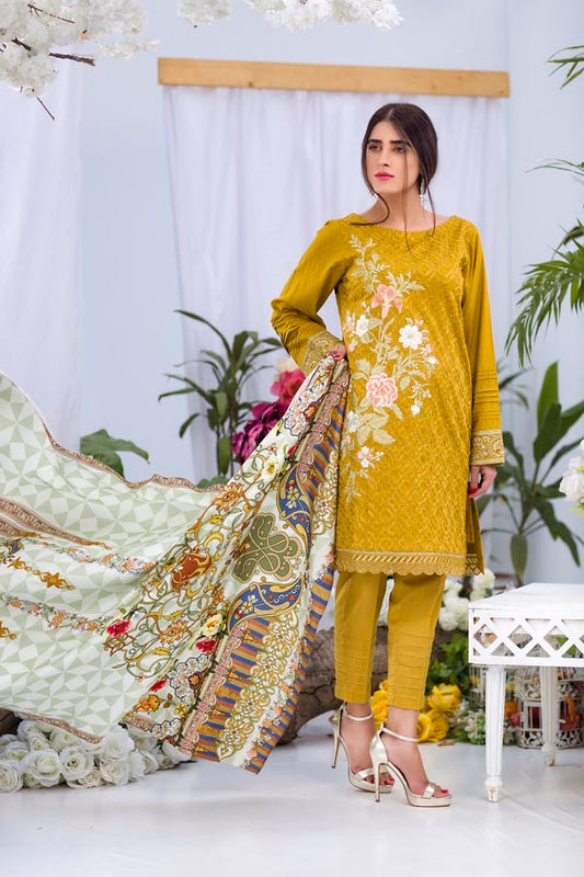 Bumblebee - Embroidered Viscose with Cotail Shawl (2 Piece)