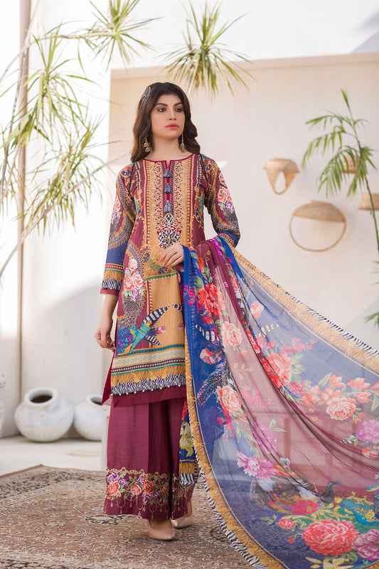 Blissa - Digital Embroidered Lawn Karandi
