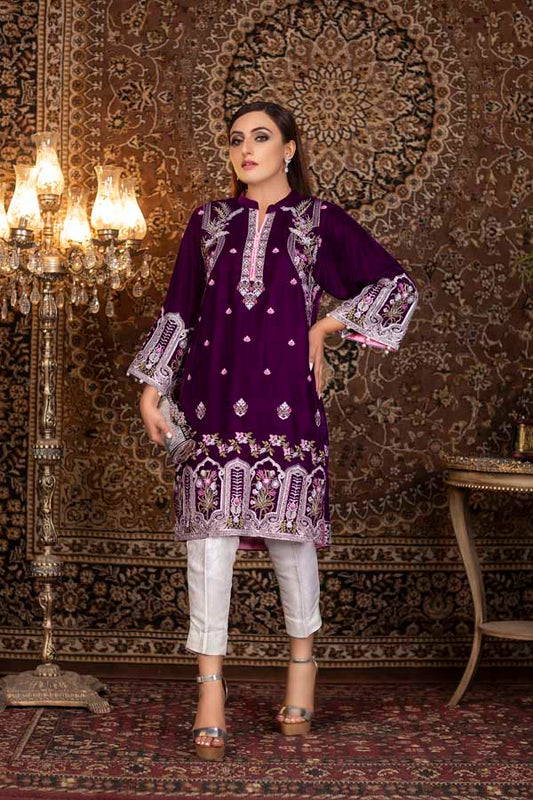 Beyaz - Embroidered Velvet (2 Piece)