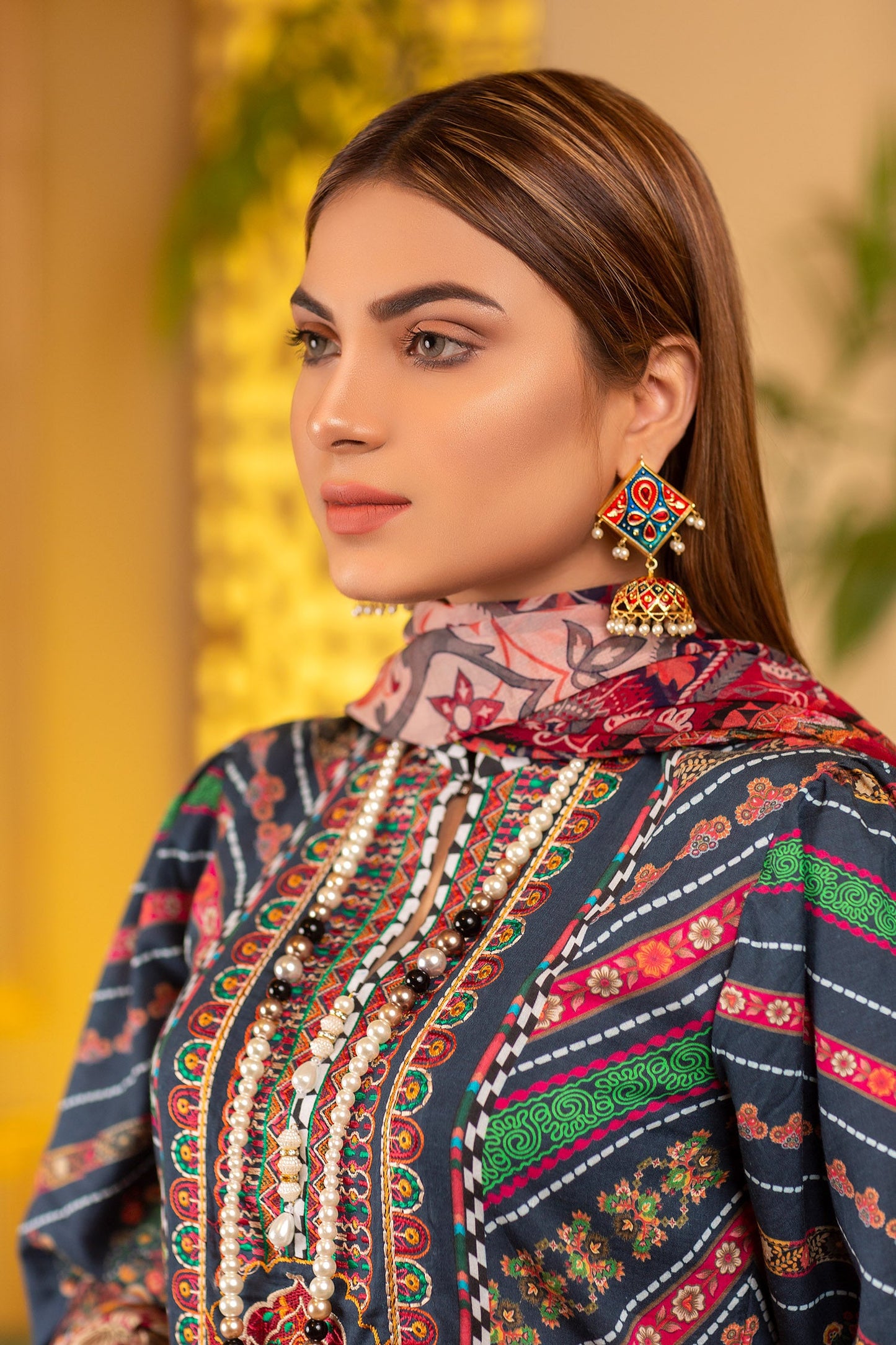 Brunello - Digital Printed and Embroidered Suvic Lawn 3PC