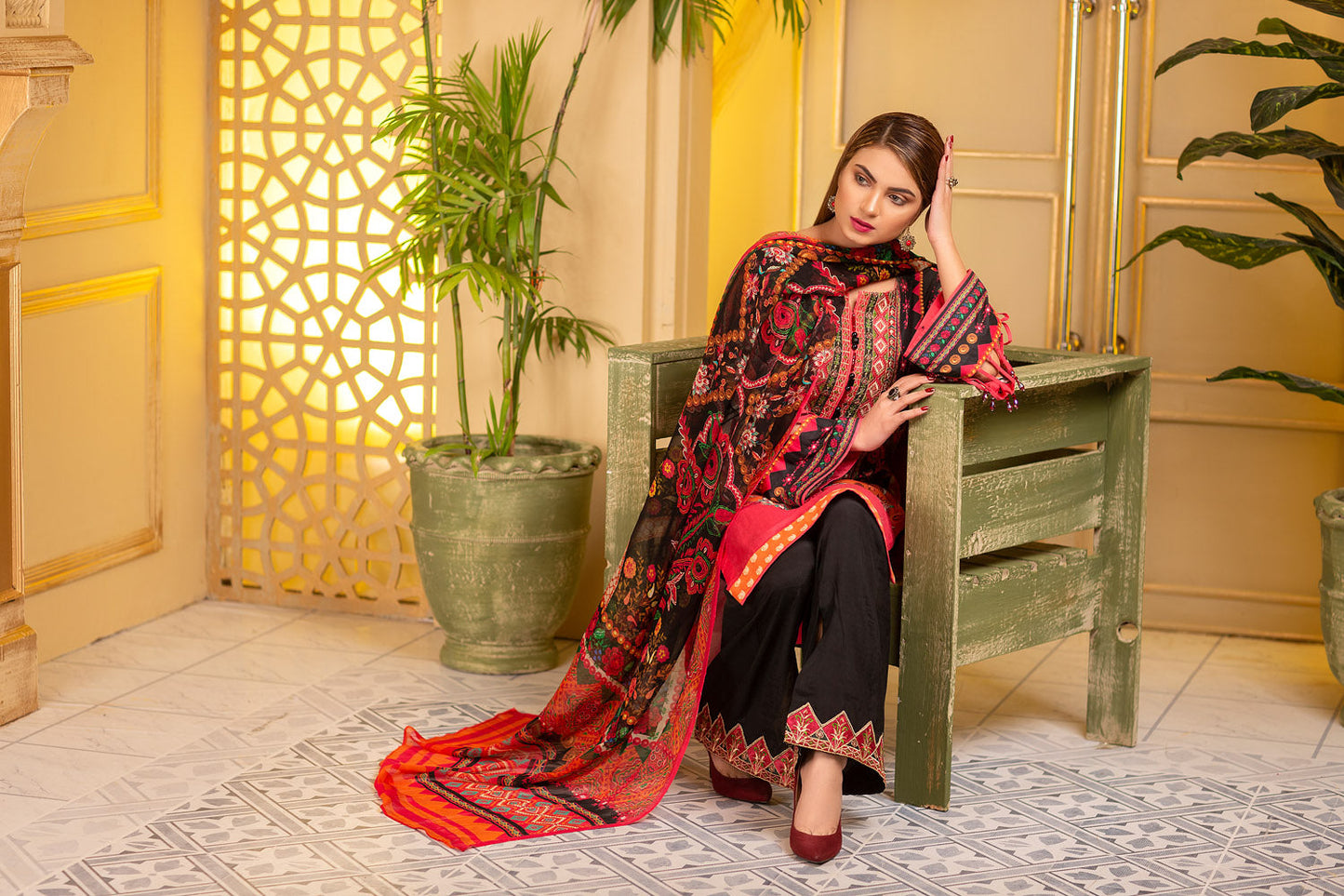 Engrossing - Digital Printed and Embroidered Suvic Lawn 3PC