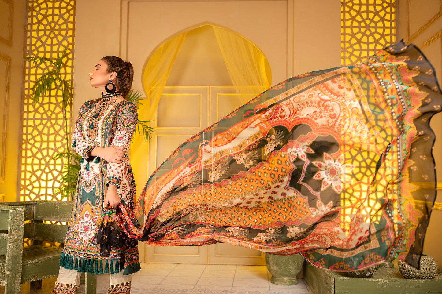 Coherent - Digital Printed and Embroidered Suvic Lawn 3PC