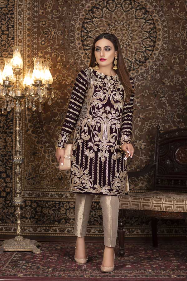 Caput Mortuum - Embroidered Velvet (2 Piece)