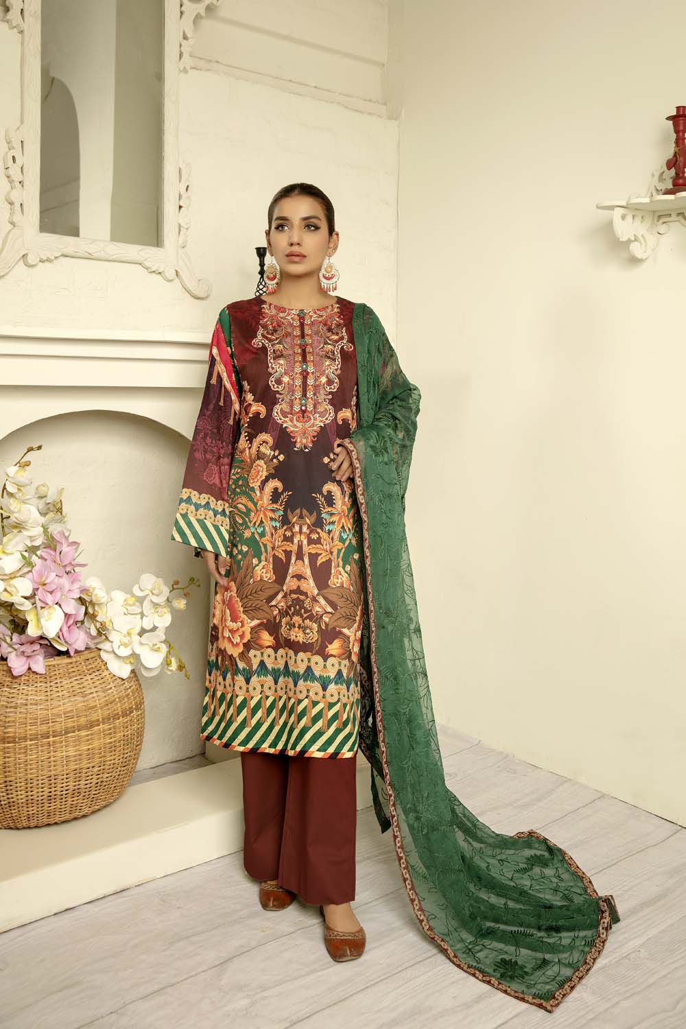 Glamor Glory - Digital Printed & Embroidered Lawn