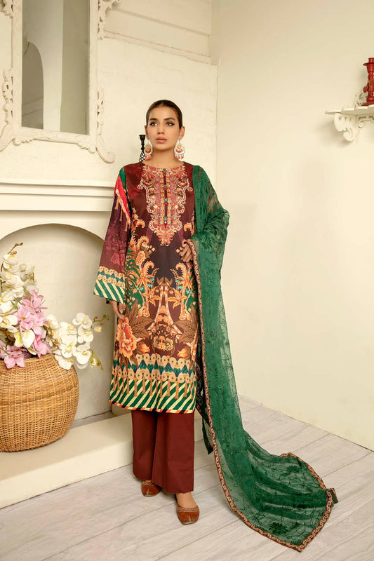 Glamor Glory - Digital Printed & Embroidered Lawn
