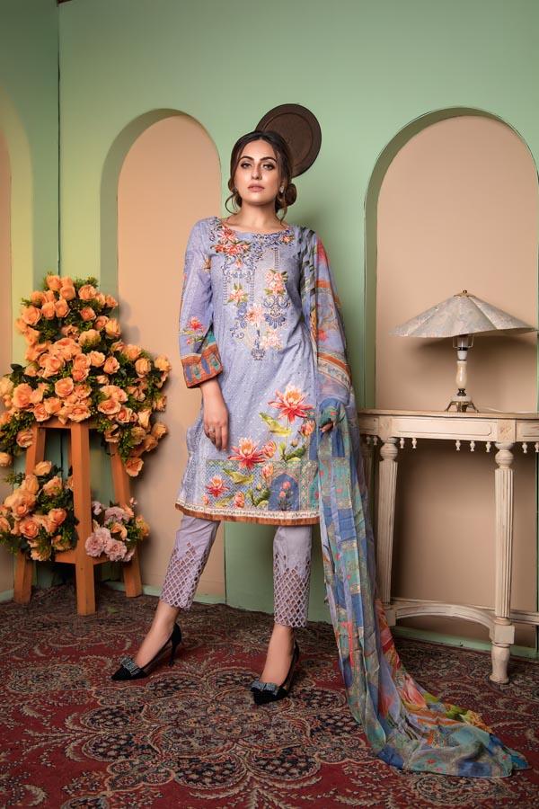 Carolina - Digital With Chikankari Lawn Unstitched 3 Piece
