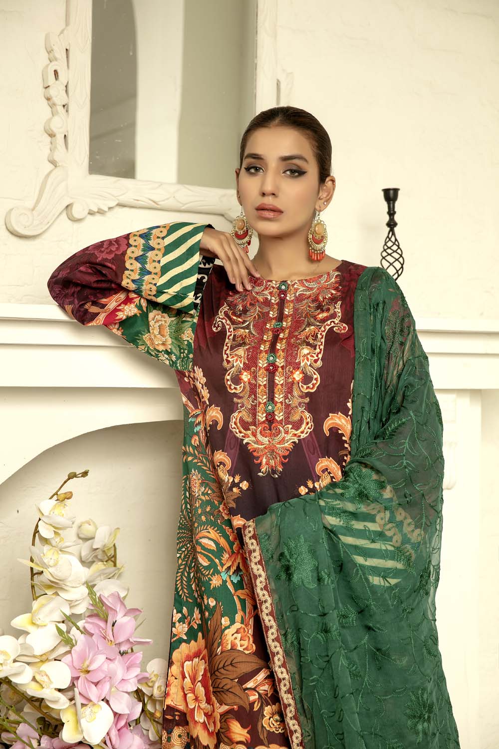 Glamor Glory - Digital Printed & Embroidered Lawn