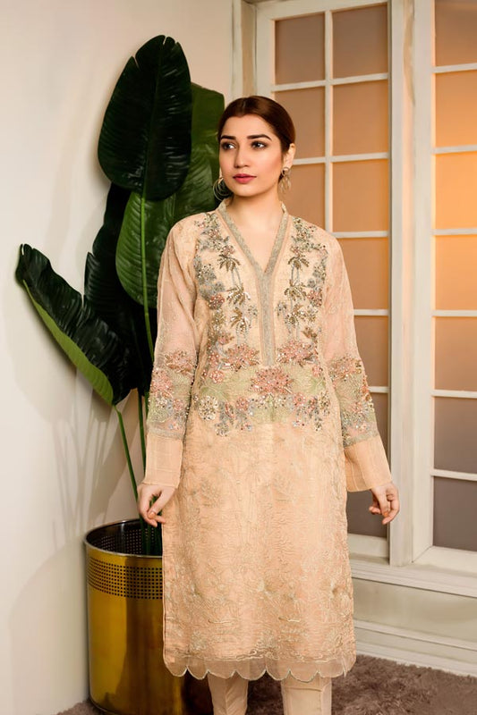 Calm Shell - Hand Embellished Embroidered Organza Shirt