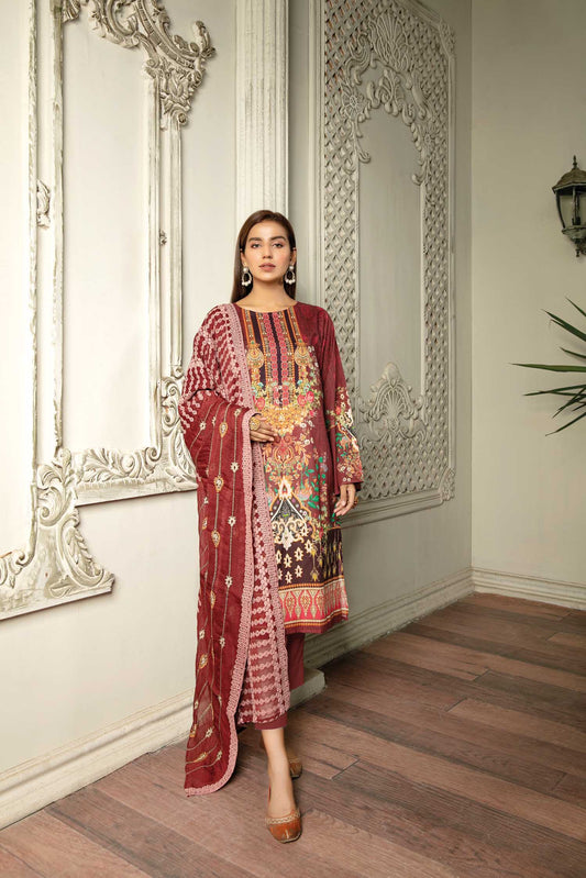 Greez Rose - Digital Printed & Embroidered Lawn 3PC