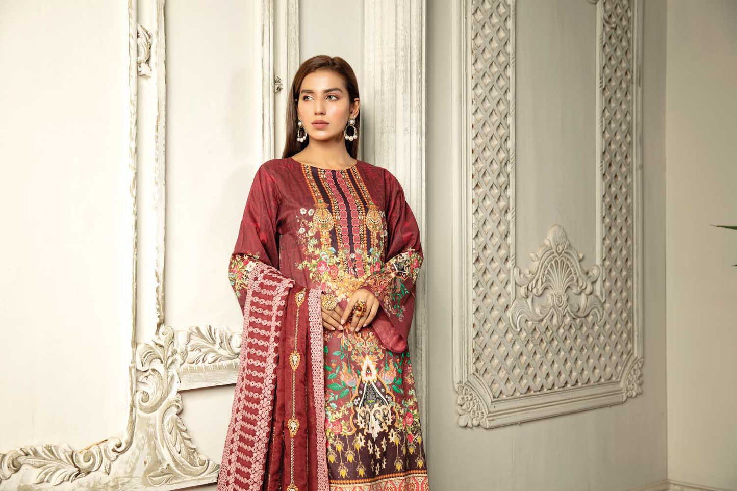 Greez Rose - Digital Printed & Embroidered Lawn 3PC