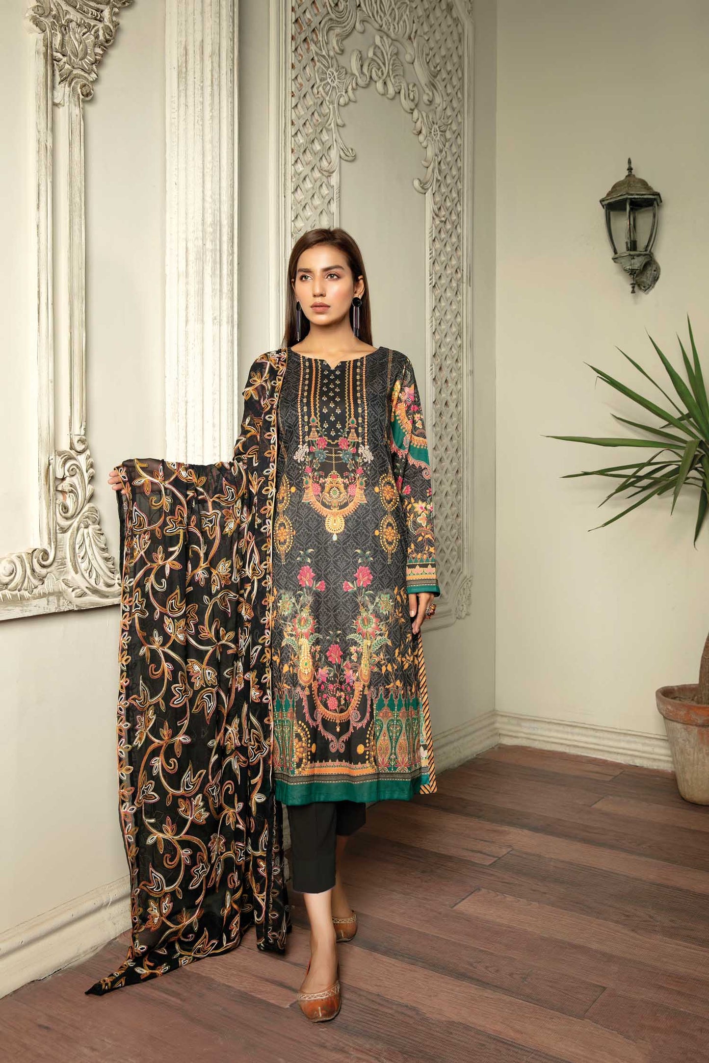 Crawl Rib - Digital Printed & Embroidered Lawn 3PC