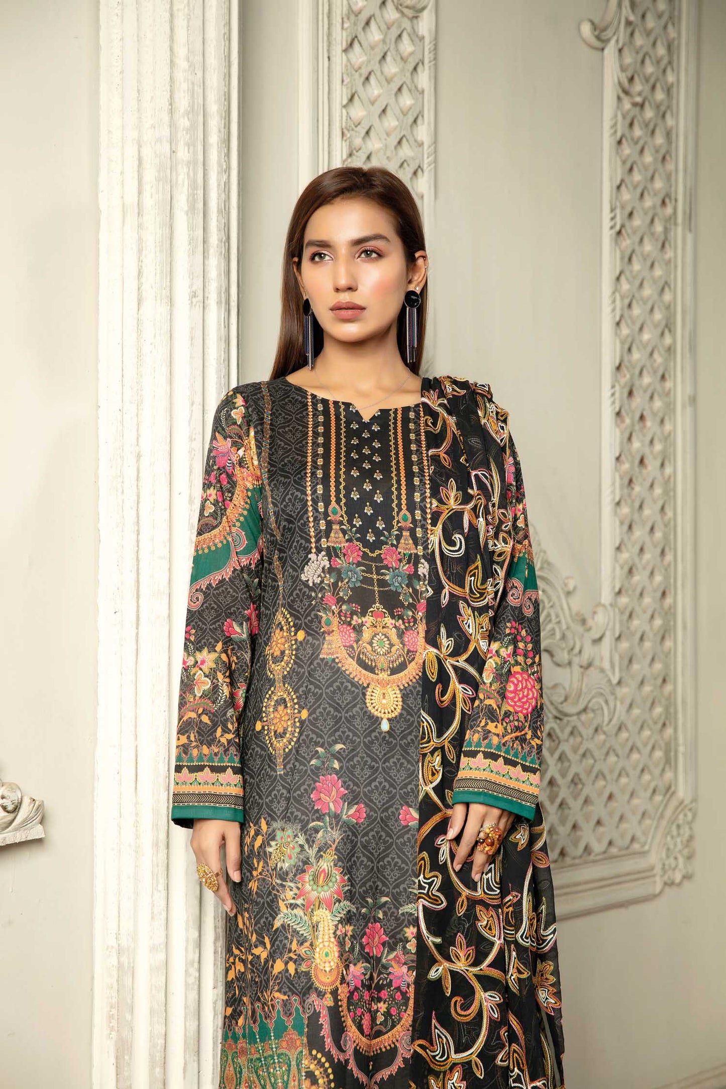 Crawl Rib - Digital Printed & Embroidered Lawn 3PC