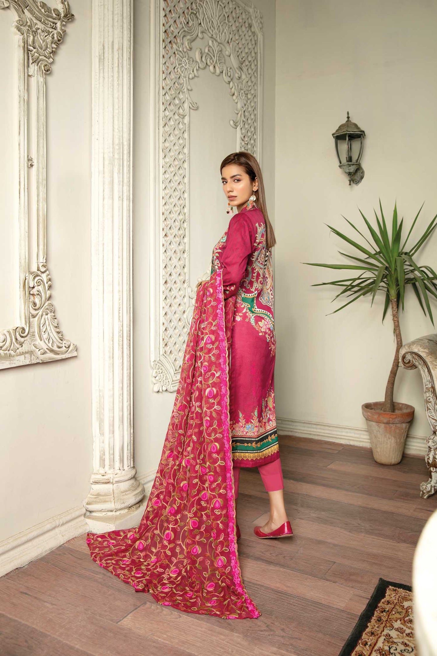 Swin Pink - Digital Printed & Embroidered Lawn 3PC