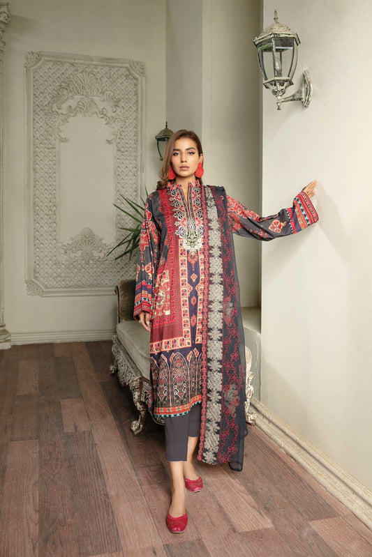 Charmin - Digital Printed & Embroidered Lawn 3 piece
