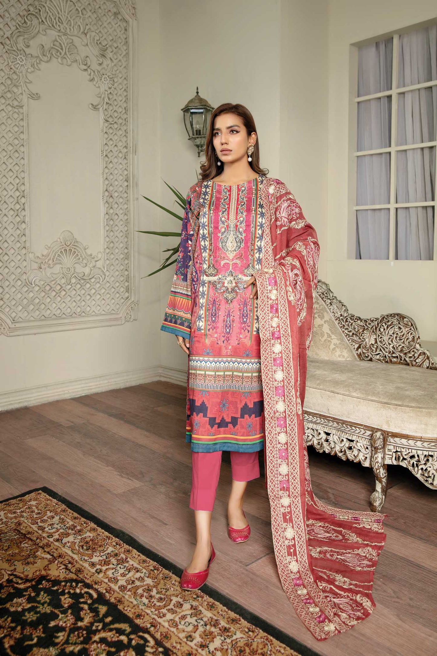 Bliss Rose - Digital Printed & Embroidered Lawn 3 piece