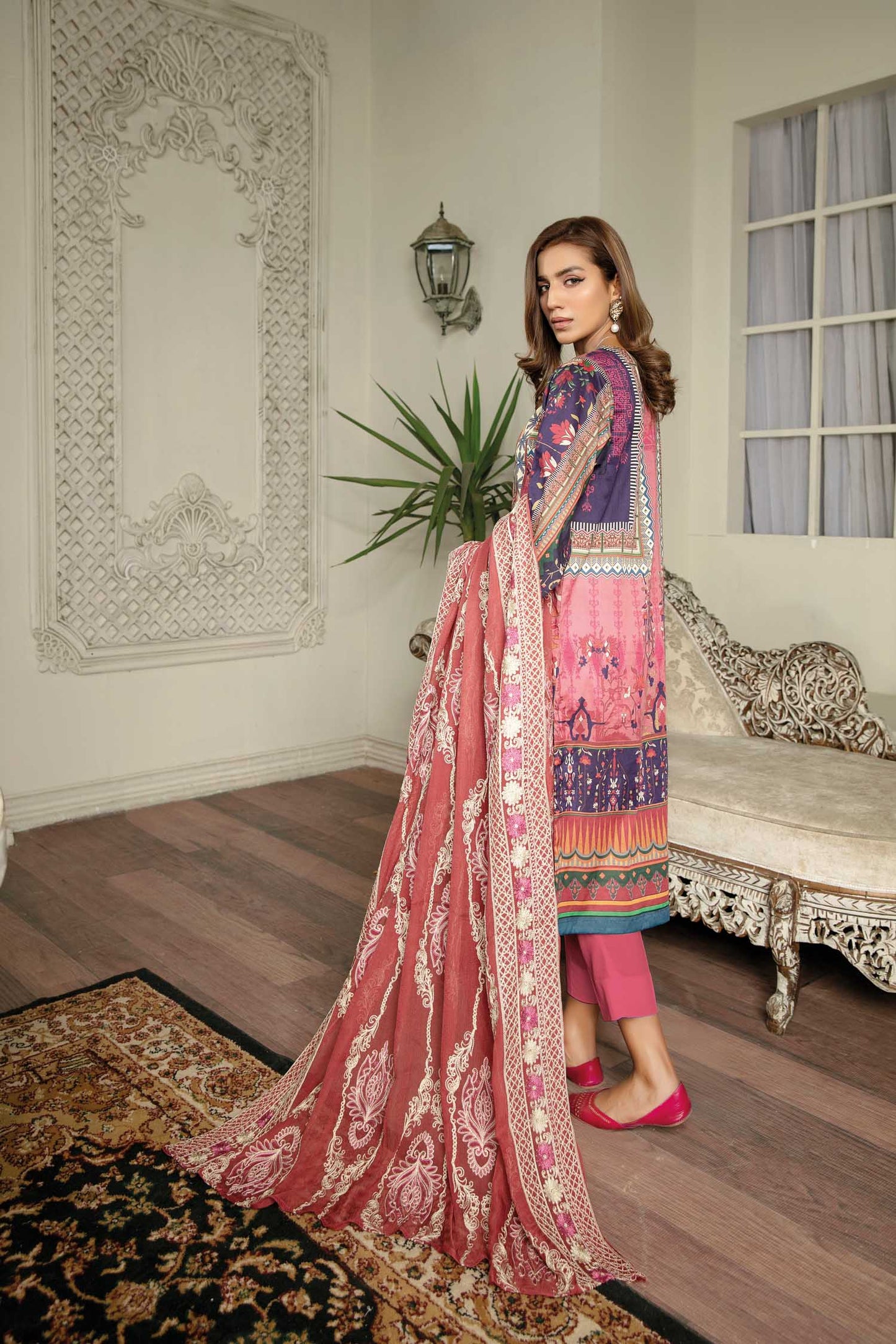 Bliss Rose - Digital Printed & Embroidered Lawn 3 piece