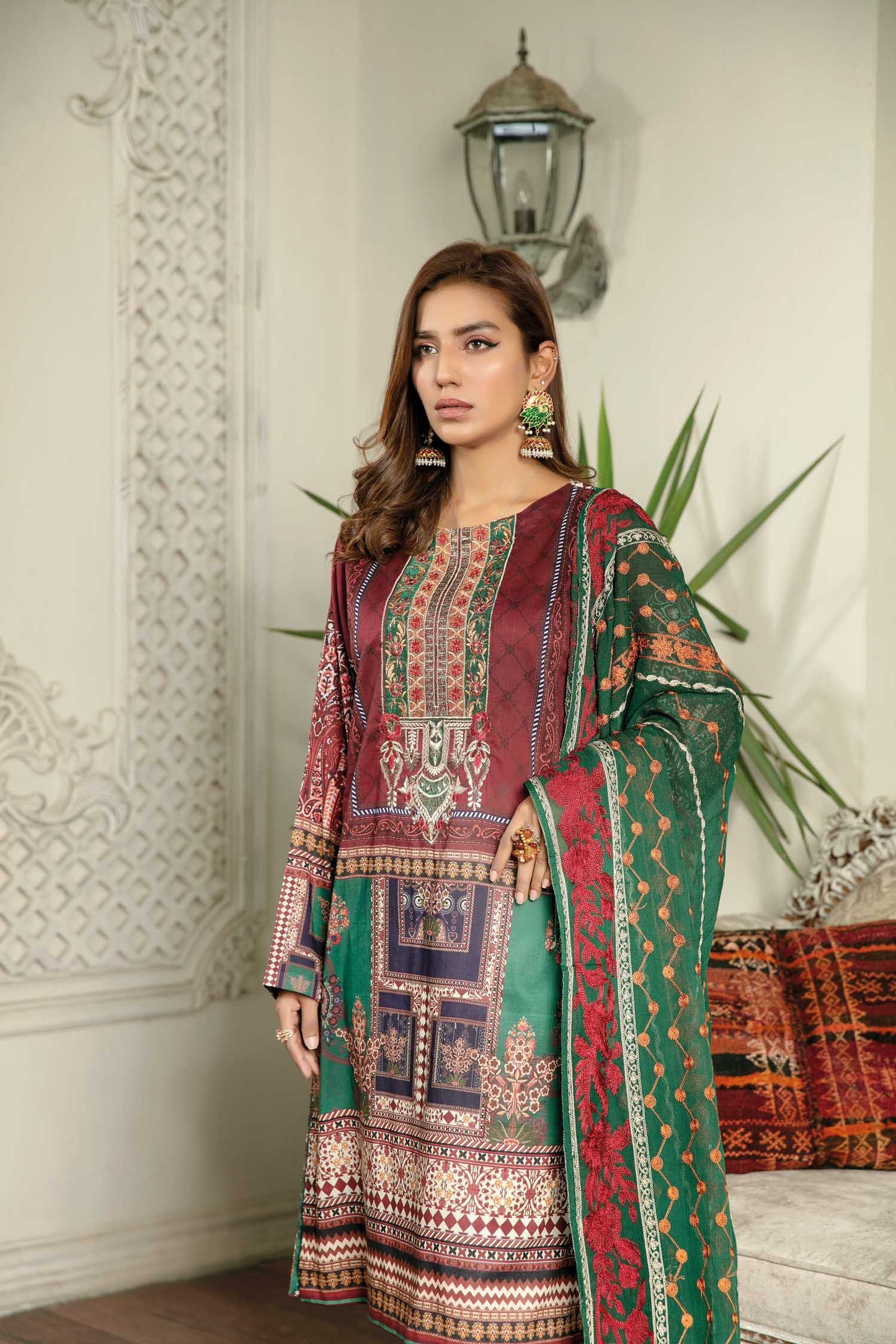Sawary Green - Digital Printed & Embroidered Lawn 3 piece