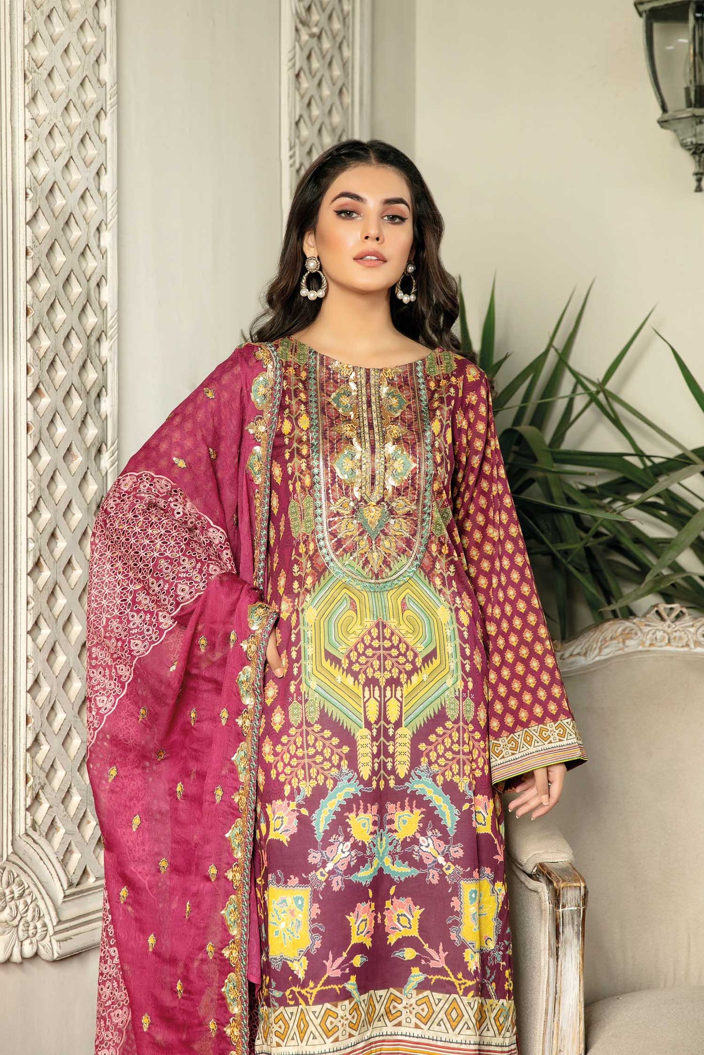 Cultrual Prey - Digital Printed & Embroidered Lawn 3PC