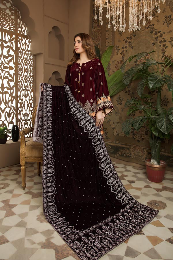 Esfir - Hand Embellished Velvet Shawl