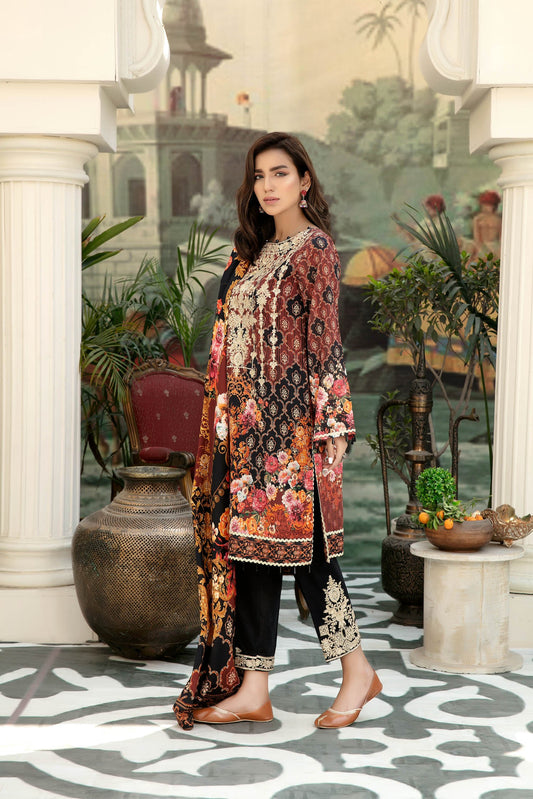 Chewin - Digital Printed & Embroidered Lawn 3PC