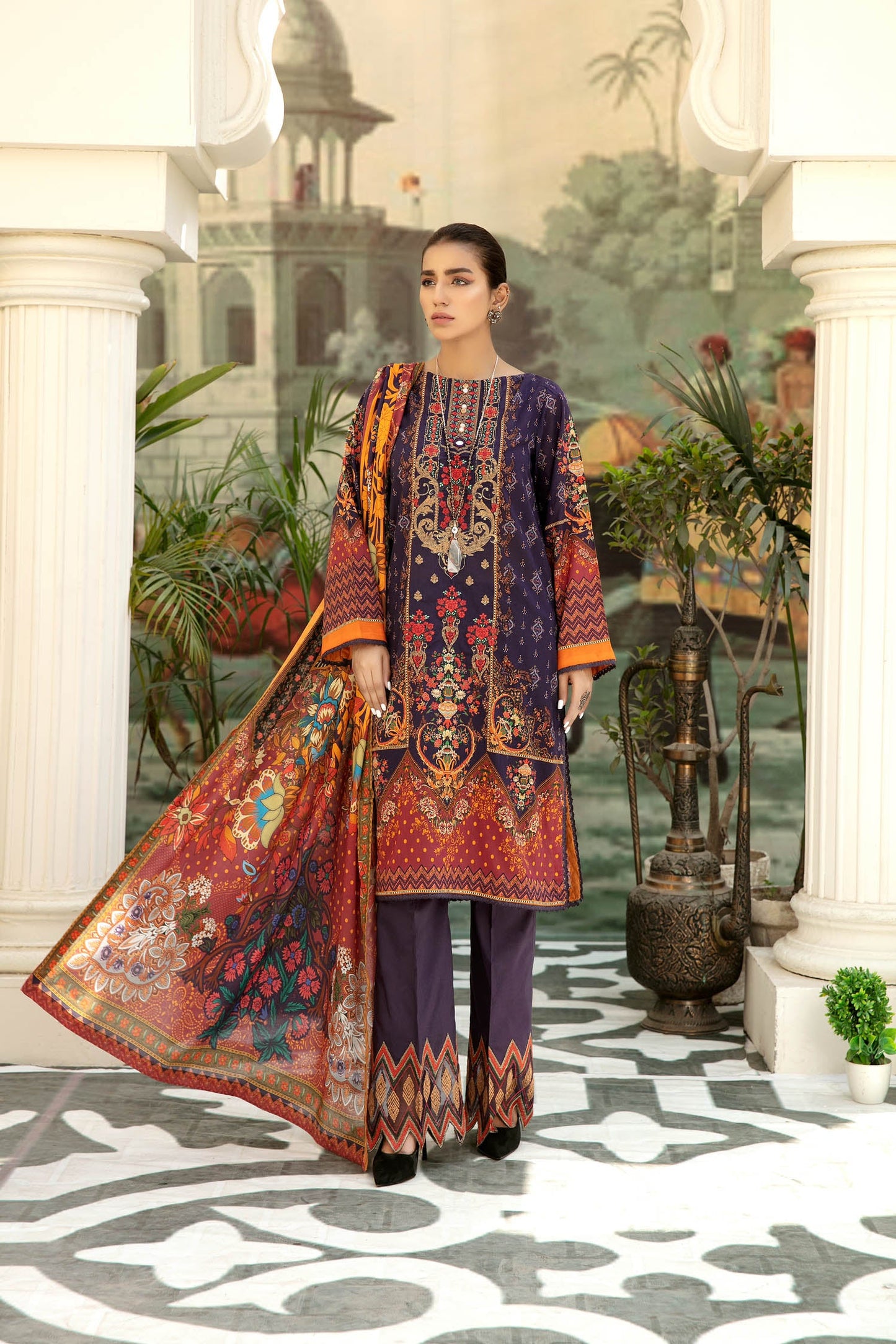 Ethnic Charm - Digital Printed & Embroidered Lawn 3PC