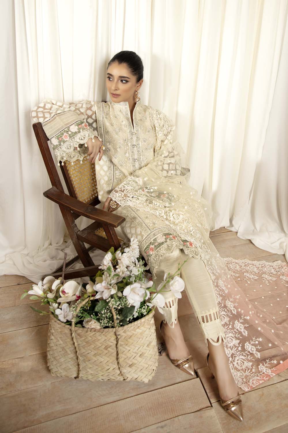 Ivory - Stitched Embroidered Organza 3PC