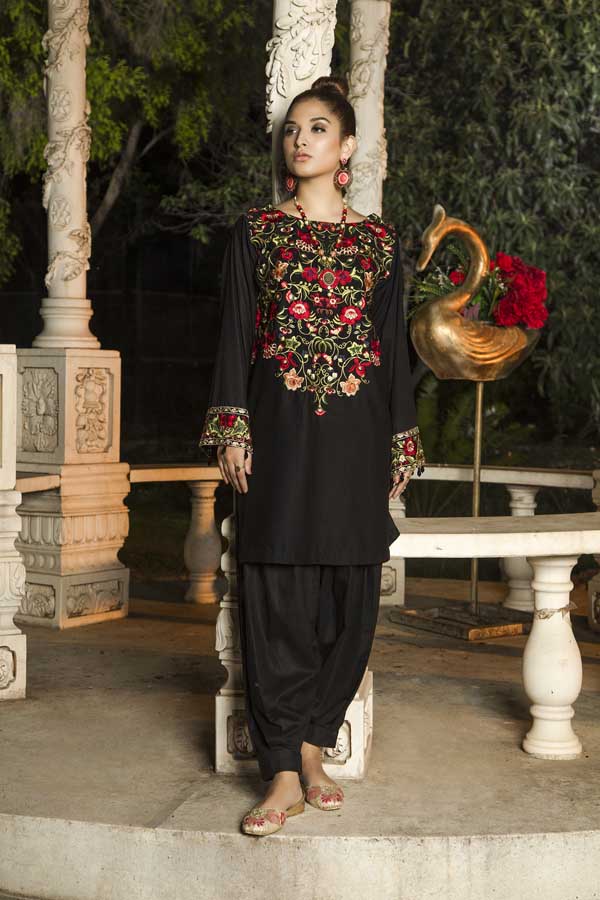 Erubescent Black - Stitched  Kurti