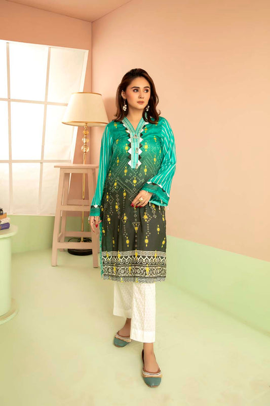 Aqua Deep - Printed Stitch Kurti