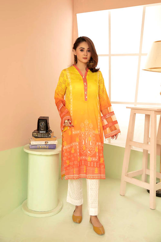 Pastel Orange - Printed Stitch Kurti