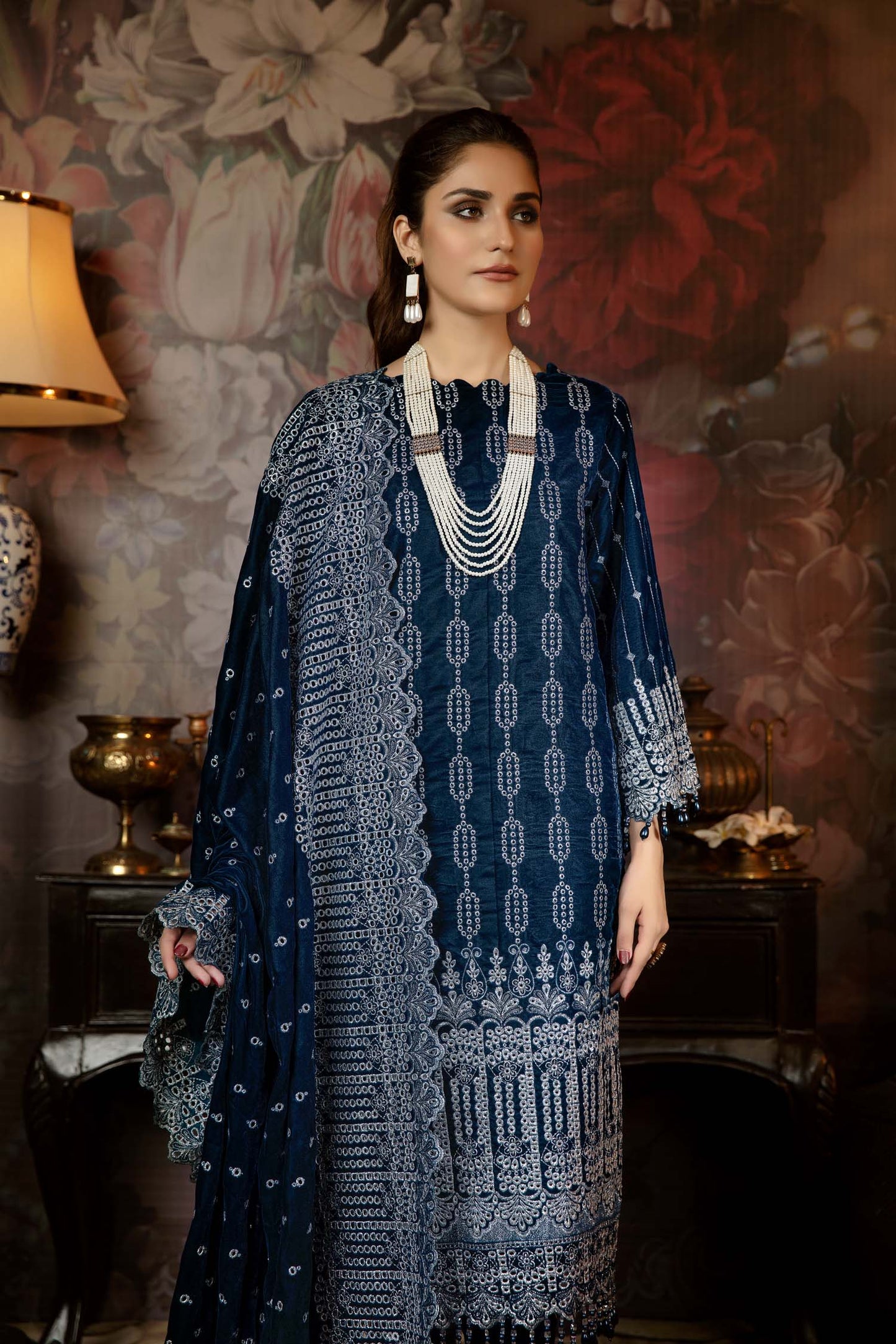 Aster Blaze - Embroidered Velvet 3 Piece unstitch